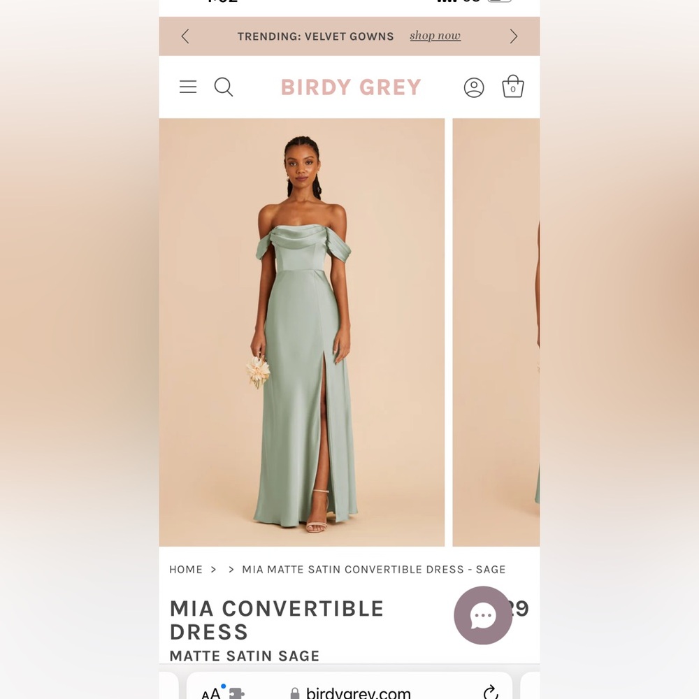Mia Matte Satin Convertible Dress - Sage
XS